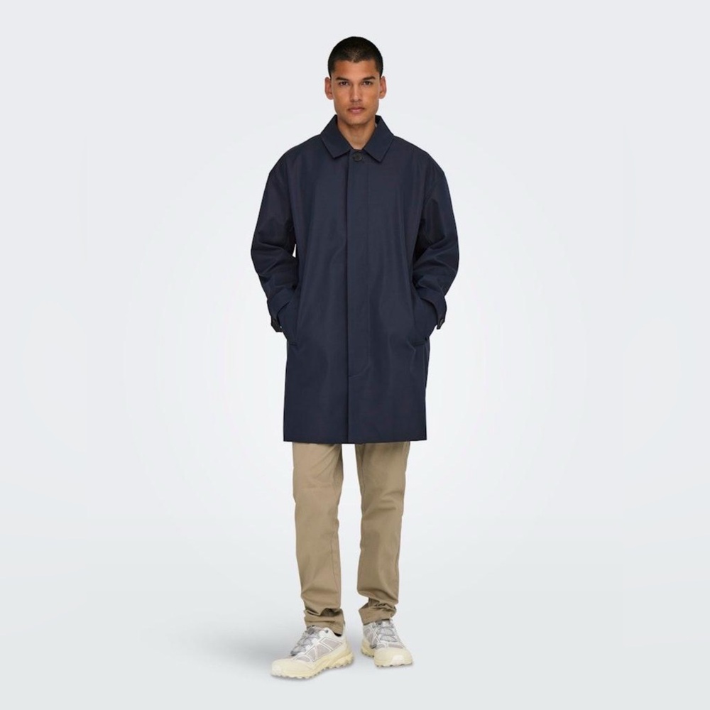 Men's Only & Sons Navy Blue Trench/Overcoat - NWT
